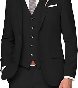Piece Suit Men Slim Fit Wedding Suits for Mens Elegant One Button Jacket Single Breasted Vest Pants Set
