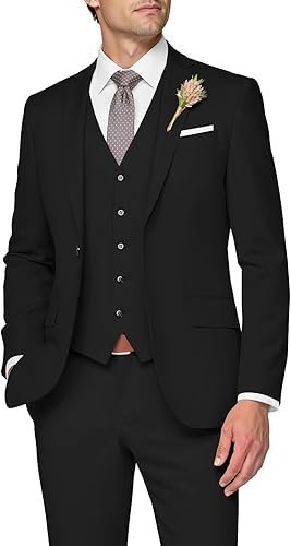 Piece Suit Men Slim Fit Wedding Suits for Mens Elegant One Button Jacket Single Breasted Vest Pants Set