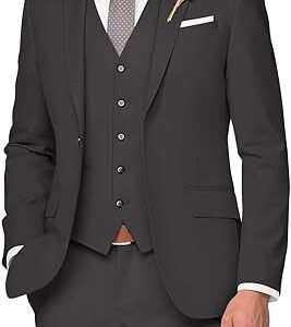 Men Slim Fit Wedding Suits for Mens Elegant One Button Jacket Single Breasted Vest Pants Set