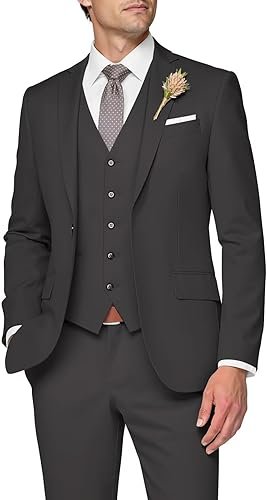 Men Slim Fit Wedding Suits for Mens Elegant One Button Jacket Single Breasted Vest Pants Set